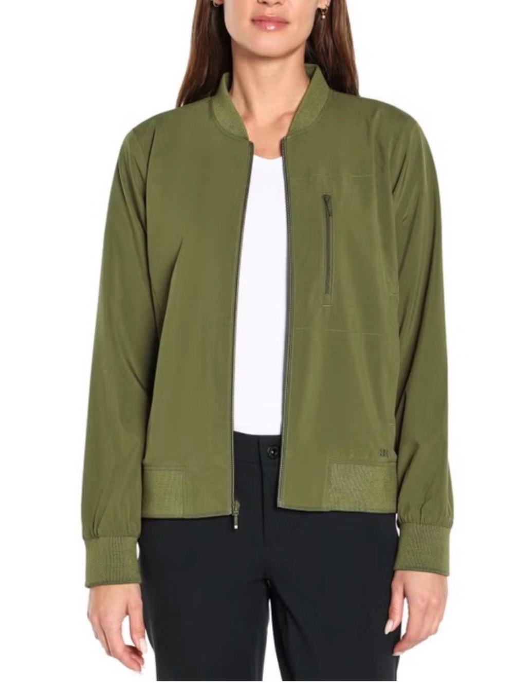 NWT Banana Republic Olive Satin Bomber Jacket